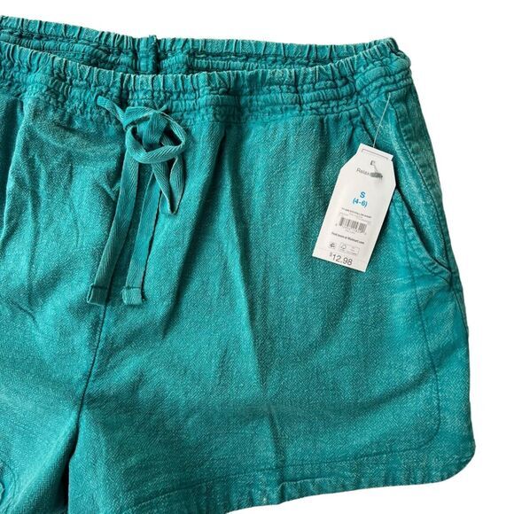 Time And Tru Women's Teal Drawstring Shorts‎ with Elastic Waistband & Pockets S - Picture 4 of 7
